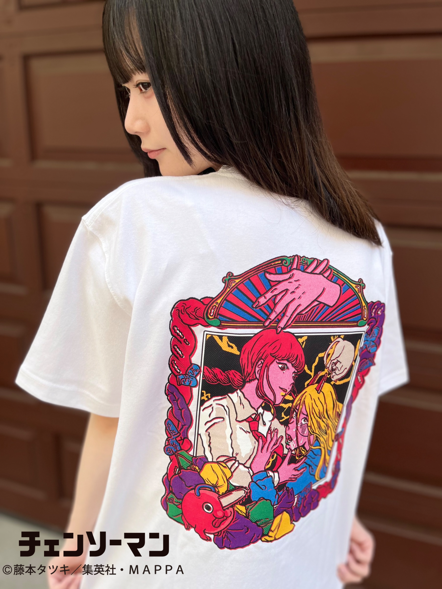 チェンソーマン×原田ちあき Tシャツ 白 L / LL