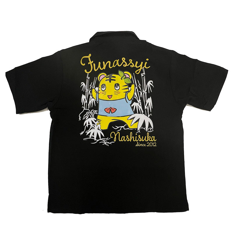 FL とらっしースカジャン風シルキーシャツ(ブラック)