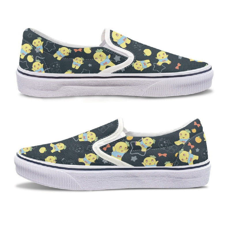 FL ふなっしースリッポンスニーカー黒総柄