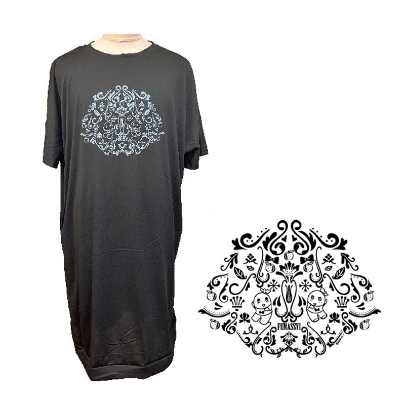 FL ロングTシャツ(総柄)ブラック Fサイズ