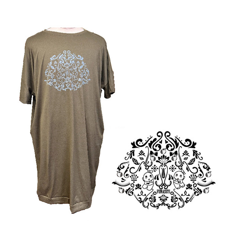 FL ロングTシャツ(総柄)カーキ Fサイズ