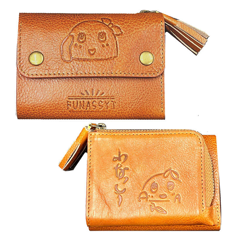 FL ふなっしー本革折りたたみ財布(ブラウン)