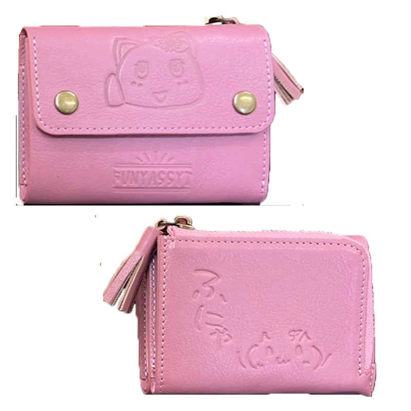 FL ふにゃっしー本革折りたたみ財布(ピンク)