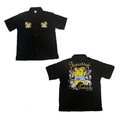 FL とらっしースカジャン風シルキーシャツ（ブラック）