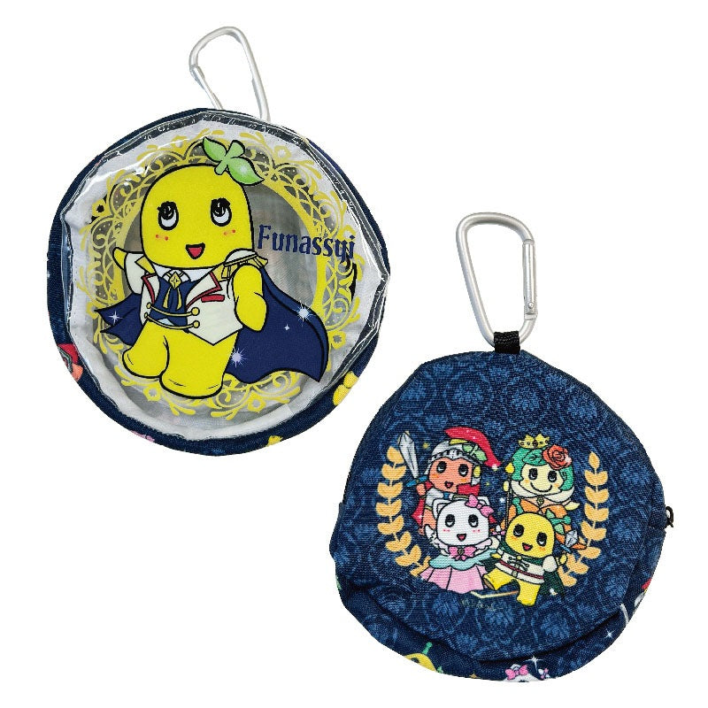 FL プリンスふなっしーPVC丸ポーチカラビナ付き