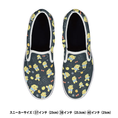 FL ふなっしースリッポンスニーカー黒総柄