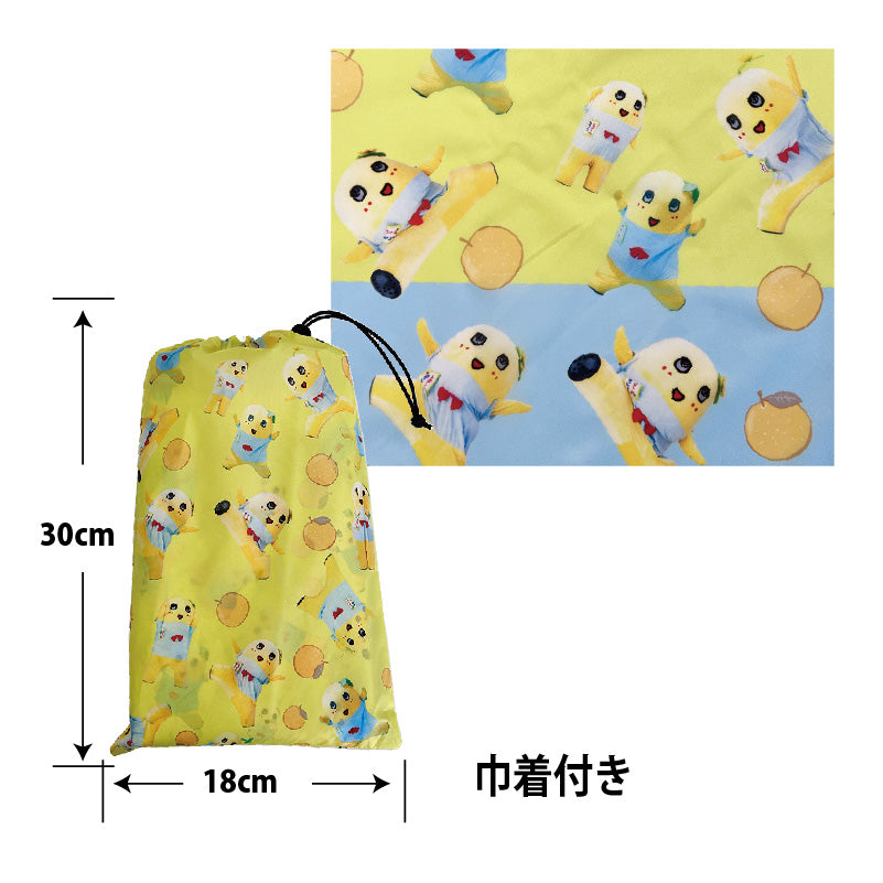 FL レインポンチョジッパー付き（ふなっしー総柄イエロー）