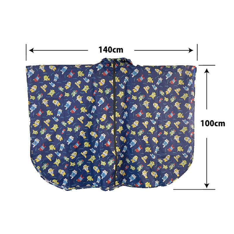 FL レインポンチョジッパー付き（ファミリー総柄ネイビー）